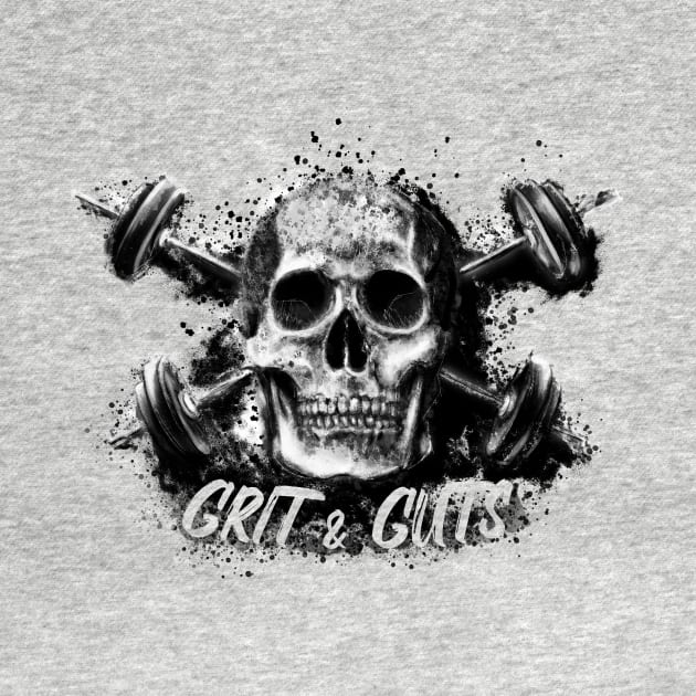 Grit and Guts Skull Black and Grey by Jarrodjvandenberg